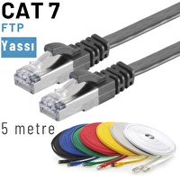 Irenis 5 Metre CAT7 Kablo Yassı FTP Ethernet Network LAN Ağ Kablosu Siyah