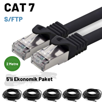 Irenis 2 Metre CAT7 Kablo S/FTP LSZH Ethernet Network Lan Ağ Kablosu Siyah 5 Adet