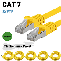 Irenis 5 Adet 1 Metre CAT7 Kablo S/FTP LSZH Ethernet Network Lan Ağ Kablosu Sarı