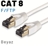 Irenis 25 CM CAT8 Kablo F/FTP LSZH Ethernet Network LAN Ağ Kablosu Beyaz