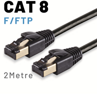 Irenis 2 Metre CAT8 Kablo F/FTP LSZH Ethernet Network LAN Ağ Kablosu Siyah