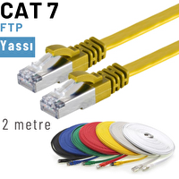 Irenis 2 Metre CAT7 Kablo Yassı FTP Ethernet Network LAN Ağ Kablosu Sarı