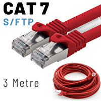Irenis 3 Metre CAT7 Kablo S/FTP LSZH Ethernet Network Lan Ağ Kablosu Kırmızı