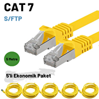 Irenis 5 Adet 5 Metre CAT7 Kablo S/FTP LSZH Ethernet Network LAN Ağ Kablosu Sarı