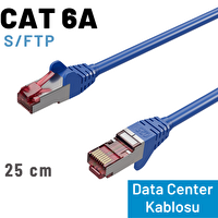 Irenis 25 cm Mavi CAT 6A Kablo S/FTP Ethernet Data Center Patch Kablo