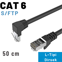 Irenis 50 CM CAT6 S/FTP Dirsek Kablo - Siyah