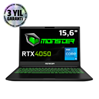 Monster Abra A5 V20.4.4 Intel Core i5 12450H 15.6" 16 GB RAM 1 TB SSD 6 GB RTX 4050 FHD FreeDOS Oyun Bilgisayarı