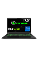Monster Tulpar T7 V20.8.4 Intel Core i7 12700H 16 GB RAM 1 TB SSD 8 GB RTX 4060 FreeDOS 17,3" FHD 144 Hz Oyun Bilgisayarı