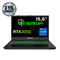 Monster Abra A5 V21.4.2 Intel Core i7 12700H 32 GB RAM 1 TB SSD 6 GB RTX 3050 FreeDOS 15,6" FHD 144 Hz Oyun Bilgisayarı