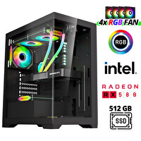 Xaser XSR977 i7 4770 16 GB RAM 512 GB SSD 8GB RX580 Ekran Kartı FreeDOS Masaüstü Oyuncu Bilgisayarı