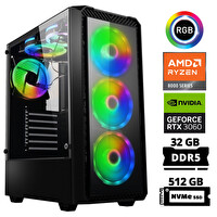 Xaser Delux X19 Ryzen 5 8400F 32 GB RAM DDR5 RAM 512 GB M.2 NVMe SSD 12GB RTX3060 FreeDOS Masaüstü Oyuncu Bilgisayarı