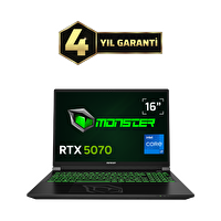 Monster Tulpar T6 V3.4.8 Intel Core i7 13700HX 64 GB RAM 1 TB SSD RTX 5070 FreeDOS 16" FHD+ 165 Hz Oyun Bilgisayarı