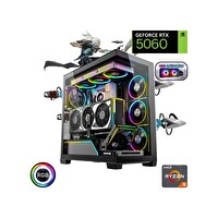Güneysu AMD Ryzen 5 5600 16 GB DDR5 RAM 1 TB SSD RTX5060 240MM Sıvı Soğutma FreeDOS Masaüstü Oyun Bilgisayarı