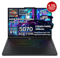 Lenovo Legion Pro 5 16ADR10 83LT0046TR AMD Ryzen 9 8940HX 16" 32 GB RAM 1 TB SSD 8 GB RTX5070 WQXGA IPS FreeDOS Gaming Laptop