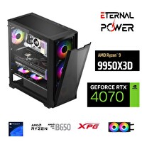 Eternal Power Ryzen 9 9950X3D 64 GB RAM DDR5 1 TB SSD M.2 RTX 4070 B650 750W 240M Gaming Masaüstü