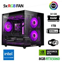 Xaser Cube X190 i5 14400F 32GB DDR5 Ram 1TB M.2 NVMe SSD 8GB RTX5060 Oyuncu Tavsiye Sistem