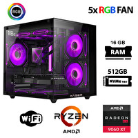 Xaser Eco X130 Ryzen 5 7500F 16 GB RAM 512 GB SSD M.2 NVMe 16GB RX9060 XT FreeDOS Gaming Masaüstü