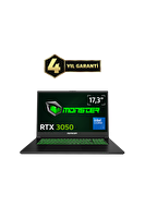Monster Abra A7 V15.6.3 Intel Core 7 250H 16 GB 500 GB 4 GB RTX 3050 Windows 11 Home 17,3" 144 Hz Oyun Bilgisayarı
