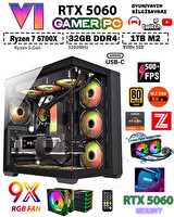 Zeiron GTA-VI X32 Black ✔ Ryzen 7 5700X 32GB RAM 1TB M.2 NVMe SSD 8GB GDDR7 RTX5060 Premium Masaüstü Bilgisayar