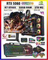 Zeiron Warrior Eagle X55 Ryzen 7 5700X 32GB 1TB M.2 SSD RTX5060 27" 240Hz Sıvı Soğutmalı Oyuncu Bilgisayar