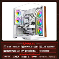 Xaser WOODEN X120 Ryzen 7 7800X3D 32GB DDR5 RAM 1TB M.2 NVMe SSD 12GB RTX5070 Sıvı Soğutmalı Oyuncu OEM Bilgisayar