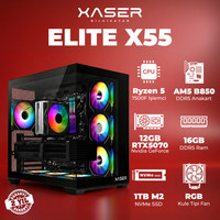 Xaser Elite X55 Ryzen 5 7500F 16GB DDR5 RAM 1TB M.2 NVMe SSD 12GB RTX5070 FreeDOS Masaüstü Oyuncu Bilgisayarı