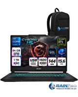 MSI Cyborg 15 Intel Core İ5-13420H 15.6" 64 GB RAM DDR5 1 TB SSD 6GB RTX 4050 FHD 144Hz W11Pro Gaming Laptop