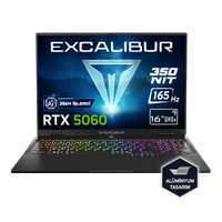 Excalibur G915 AI Intel Core Ultra 7-356H 32GB 500GB RTX5060 165HZ 16" W11H Gaming Laptop G915.356H-DV60A-C
