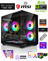 Zeiron MoHawk X5 AMD Ryzen 5 7500F-MSI A620M-B-Geforce RTX 5060Ti 16GB X2 Ice-512GB M.2-16GB DDR5 Siyah-Oem Oyuncu Paket