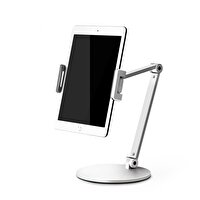 NPO STD20144LG 360 Derece Ayarlanabilir Teleskobik 4"-13" Ergonomik Gümüş Gri Tablet Standı