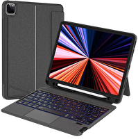 Wiwu Apple iPad Air 3 10.5" 2019 Siyah Mag Touch Combo Led Işıklı Magnetik Standlı Klavyeli Kılıf