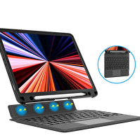 Wiwu Apple iPad Pro 11 4. Nesil 2022 Siyah Mag Touch Klavyeli Combo Led Işıklı Magnetik Standlı Klavyeli Kılıf