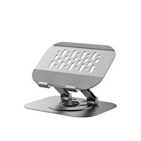 Earldom EH334 360 Derece Ayarlanabilir Metal Tablet Standı - Gri 120x120x100 MM