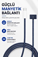 Coverzone USB-C to MagSafe 3 Uyumlu Manyetik ENT 2 Metre MacBook ile Uyumlu Hızlı Şarj Kablosu - LED Şarj Göstergeli