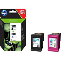 HP 301-N9J72AE Orijinal Siyah/Üç Renkli 2'li Paket Mürekkep Kartuşu