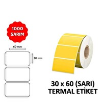 Elitrulo Barkod Etiketi 30x60 Termal Sarı - 1000 Adet