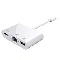 Winex 3in1 Lightning To RJ45 + Usba + Lightning Şarj Girişli Dönüştürücü Adaptör