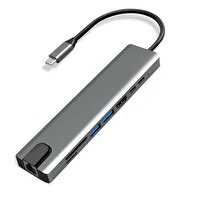 Electroon Type-C 8' 1 Arada USB 3.0 Tip C USB-C HUB 4K HDMI Dönüştürücü