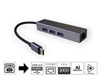 Electroon Type-C to USB 3.0 Gigabit Ethernet RJ45 USB Çevirici