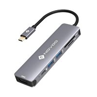 Novoo Type-C to 2xUSB-A 3.0 4K HDMI TF SD Kart Okuyucu Dönüştürücü Hub