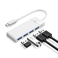 Orico PAPW4A-C3-015-WH-EP 4 Portlu Type-C To Usb 3.0 Yüksek Hızlı 5 Gbps Beyaz Hub Çoklayıcı