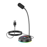 Lecoo MC01S Kablolu RGB Aydınlatmalı Multimedya 360° Bükülebilir Siyah Masaüstü Mikrofon