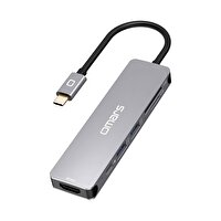 Omars 6 Port Type-C USB 3.1 PD 4K HDMI Video Transferi SD/TF Kart Uyumlu Hub Dönüştürücü Adaptör