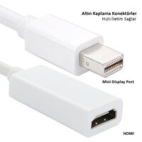 McStorey MacBook Pro Air ile Uyumlu HDMI Çıkışlı Beyaz Mini DisplayPort Dönüştürücü