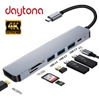 Daytona CH-13 Type-C to 3*USB 3.0 4K HD HDMI SD TF Kart Girişli Çevirici Adaptör