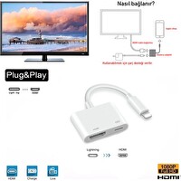 Daytona L8-HL Apple iPhone iPad Lightning to 4K 1080p HD HDMI Lightning PD Çevirici Hub Adaptör