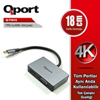 Qport Q-THV2 Type-C To HDMI+VGA Çevirici