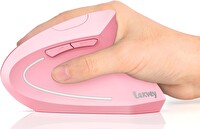 Lekvey Dikey Kablosuz Ergonomik Mouse Şarj Edilebilir 2.4G Optik - Pembe