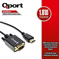 Qport Q-HVG18 HDMI=>VGA 1.8m Çevirici Kablo