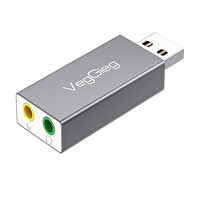 VegGieg USB Harici Ses Kartı Adaptörü 3.5mm Kulaklık ve Mikrofon Girişli V-K102